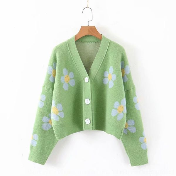 or7p3 2019 autumn new loose slimming v-neck three-button sunflower long sleeve knitted cardigan for jacquard kwmtp jacquardwomen, White;black
or7p3 2019 autumn new loose slimming v-neck three-button sunflower long sleeve knitted cardigan for jacquard kwmtp jacquardwomen, White;black