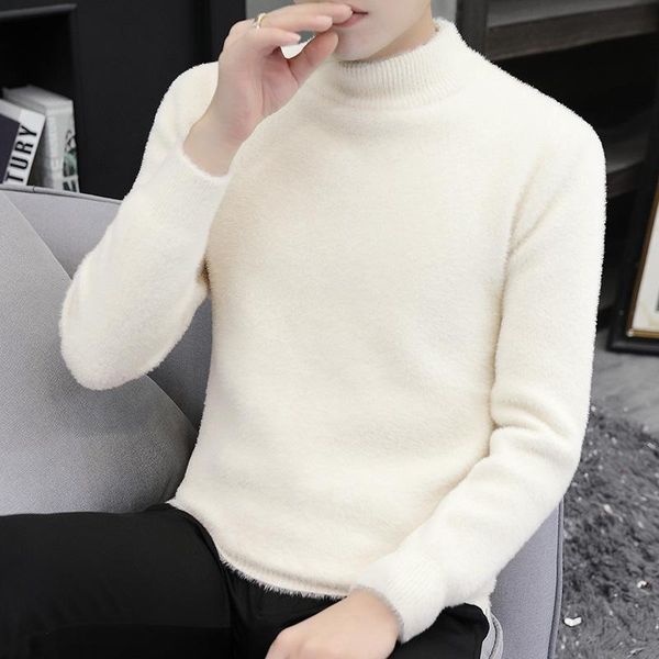 men's sweaters autumn and winter mink wool sweater half high collar warm comfortable pullover solid color thickened base men, White;black
men's sweaters autumn and winter mink wool sweater half high collar warm comfortable pullover solid color thickened base men, White;black