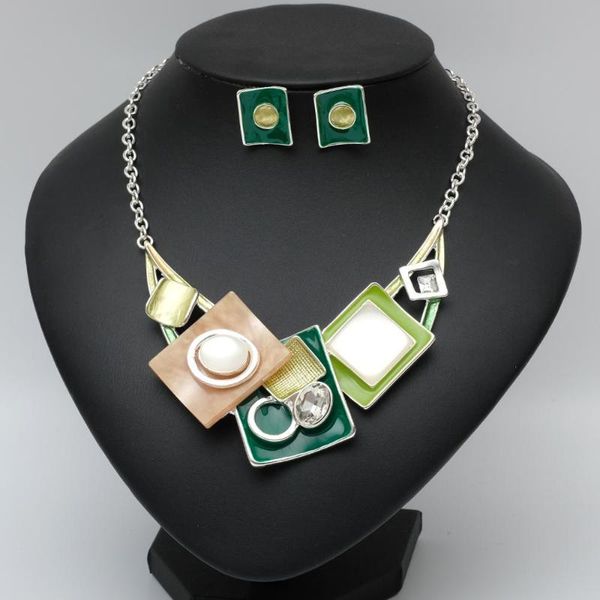 new fashion crystal opal statement necklace earrings enamel choker bohemian party wedding bridal costume jewelry set gifts women, Silver
new fashion crystal opal statement necklace earrings enamel choker bohemian party wedding bridal costume jewelry set gifts women, Silver