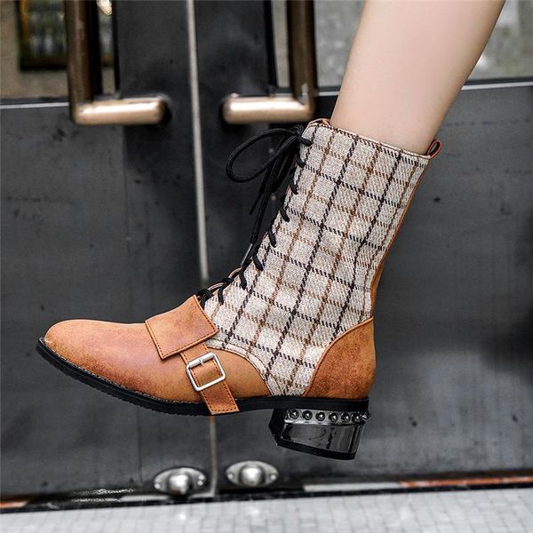 boots ymechic 2021 winter womens ankle lace up chunky medium heels patchwork plaid ladies shoes buckle combat footwear, Black
boots ymechic 2021 winter womens ankle lace up chunky medium heels patchwork plaid ladies shoes buckle combat footwear, Black
