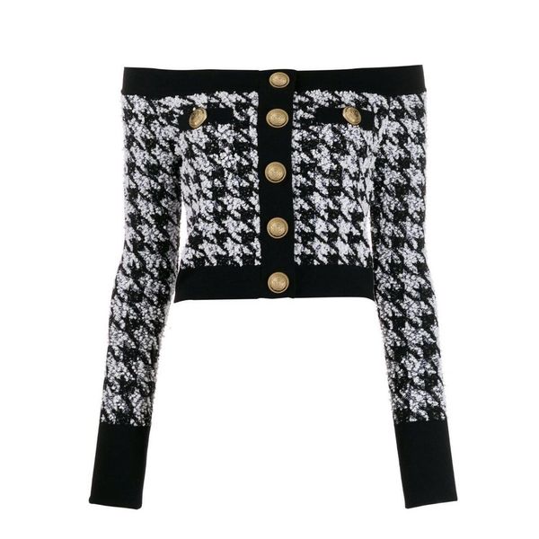 new fashion designer jacket women's lion buttons zip back slash neck tweed houndstooth jacket 201028, Black;brown
new fashion designer jacket women's lion buttons zip back slash neck tweed houndstooth jacket 201028, Black;brown