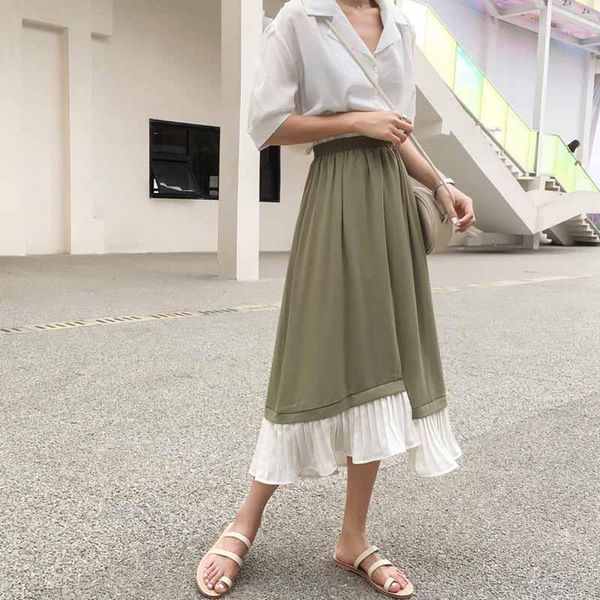2020 summer chiffon skirt women loose wild high waist stitching harajuku skirt long casual korean style, Black
2020 summer chiffon skirt women loose wild high waist stitching harajuku skirt long casual korean style, Black