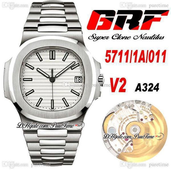 grf v2 5711-1a-011 pp324sc a324 automatic mens watch white textured dial stainless steel bracelet super edition 6 styles watches puretime b2, Slivery;brown
grf v2 5711-1a-011 pp324sc a324 automatic mens watch white textured dial stainless steel bracelet super edition 6 styles watches puretime b2, Slivery;brown