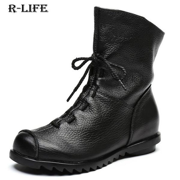 boots genuine leather women national style cowhide shoes soft low heel retro original brand with or without velvet, Black
boots genuine leather women national style cowhide shoes soft low heel retro original brand with or without velvet, Black