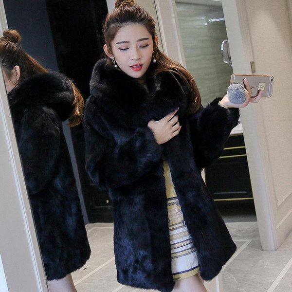 women's fur & faux real genuine natural coat with hood fashion jacket outwear custom any size, Black
women's fur & faux real genuine natural coat with hood fashion jacket outwear custom any size, Black