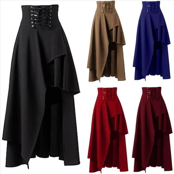 steampunk vintage hierarchi long skirts womens solid color bandage high waist pleated lace up elastic band max show mid skirt, Black
steampunk vintage hierarchi long skirts womens solid color bandage high waist pleated lace up elastic band max show mid skirt, Black