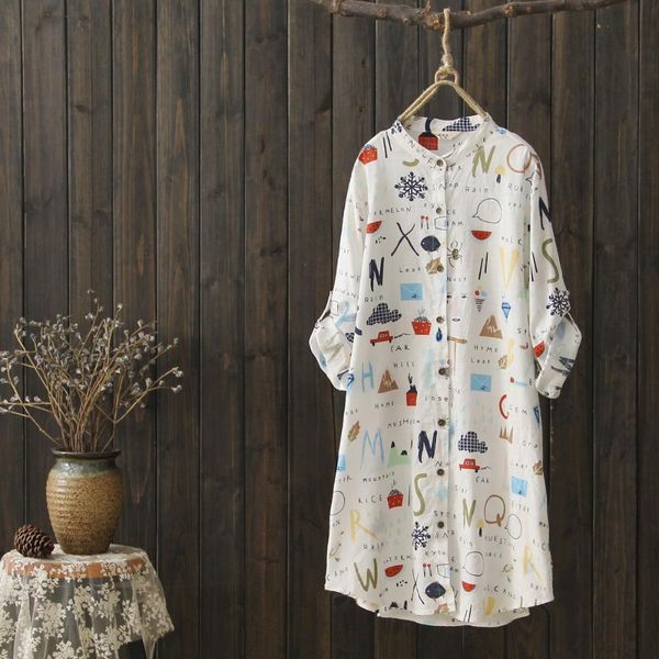 spring and summer women long blouse shirt aesthetic printed letter thin cotton linen korean clothes three quarter blusas, White
spring and summer women long blouse shirt aesthetic printed letter thin cotton linen korean clothes three quarter blusas, White