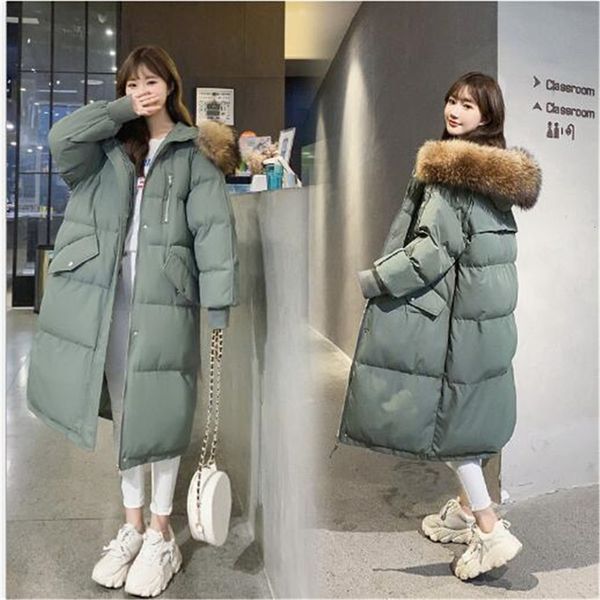 2020 winter new women's thick mid-length loose large fur collar down padded jacket jackets coat parkas top, Black 
2020 winter new women's thick mid-length loose large fur collar down padded jacket jackets coat parkas top, Black