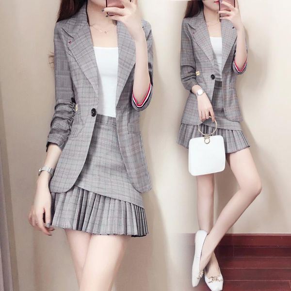 two piece dress korean style elegant slim grid skirt ladies 2 set women suits office sets ropa de mujer and jacket eh50sk, White
two piece dress korean style elegant slim grid skirt ladies 2 set women suits office sets ropa de mujer and jacket eh50sk, White