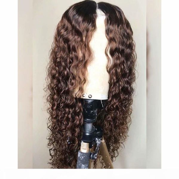 13x6 deep curly human hair lace front wig with baby hair pre-plucked natural hairline #1b 4 ombre color brazilian remy hair wigs for woman, Black;brown
13x6 deep curly human hair lace front wig with baby hair pre-plucked natural hairline #1b 4 ombre color brazilian remy hair wigs for woman, Black;brown