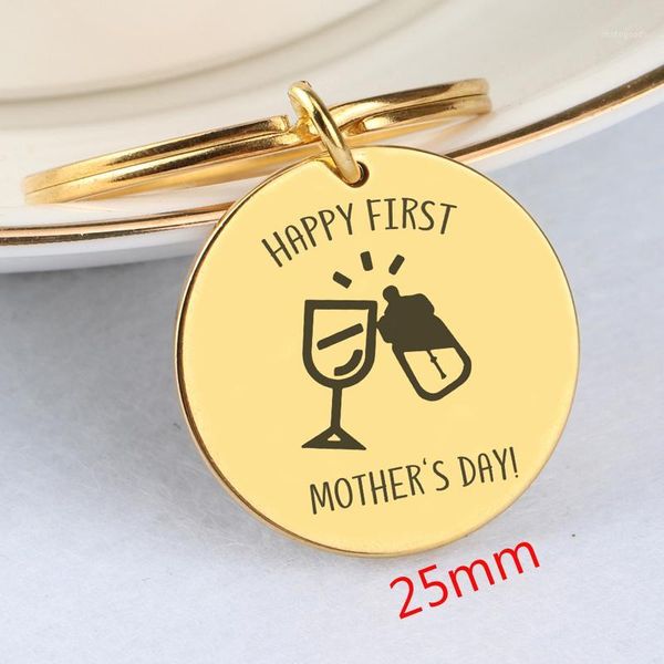 for new mom gift hand stamped happy first mother's day stainless steel accessories trend round keychain1, Silver
for new mom gift hand stamped happy first mother's day stainless steel accessories trend round keychain1, Silver
