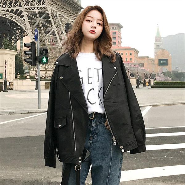 fashion oversized coat women faux leather jacket spring autumn winter loose biker motorcycle jackets 2020 female punk streetwear, Black
fashion oversized coat women faux leather jacket spring autumn winter loose biker motorcycle jackets 2020 female punk streetwear, Black
