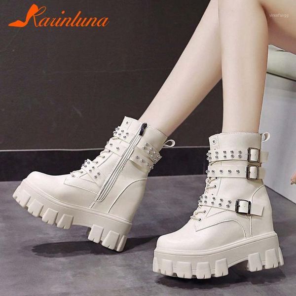 2021 new brand fashion shoes women hieght increasing buckle straps rivet zip up round toe solid tire sole ankle boots1, Black
2021 new brand fashion shoes women hieght increasing buckle straps rivet zip up round toe solid tire sole ankle boots1, Black