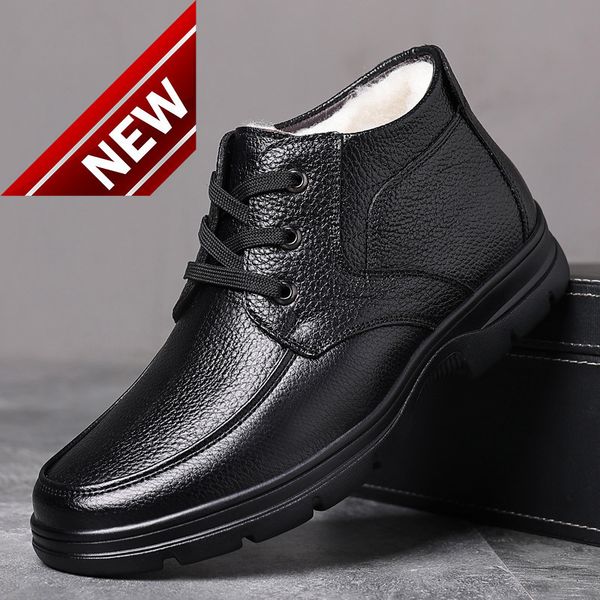 layer cowhide middle-aged and size dad men's leather wool plus plush thickened elderly cotton shoes, Black
layer cowhide middle-aged and size dad men's leather wool plus plush thickened elderly cotton shoes, Black