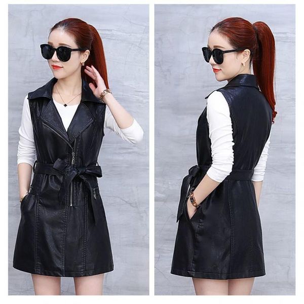women's leather & faux mid-length vest female 2021 spring and autumn jacket clothing slim sleeveless fashion coat, Black
women's leather & faux mid-length vest female 2021 spring and autumn jacket clothing slim sleeveless fashion coat, Black