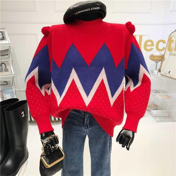 niche design smallhairball decoration wave dot contrast knitted sweater woman winter new wtyle wetro pullover wrint, White;black
niche design smallhairball decoration wave dot contrast knitted sweater woman winter new wtyle wetro pullover wrint, White;black