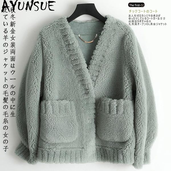 women's fur & faux ayunsue 2021 coat autumn winter shearing wool jacket women korean white jackets casaco inverno feminino y029, Black
women's fur & faux ayunsue 2021 coat autumn winter shearing wool jacket women korean white jackets casaco inverno feminino y029, Black