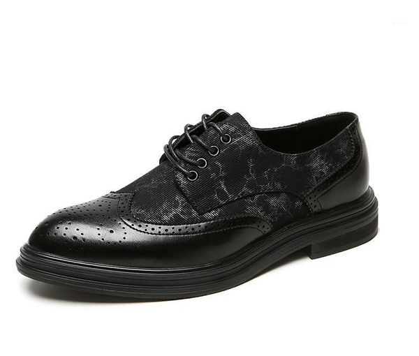 dress shoes european men's fashion patchwork business leather young brogue oxfords man flats formal1, Black
dress shoes european men's fashion patchwork business leather young brogue oxfords man flats formal1, Black
