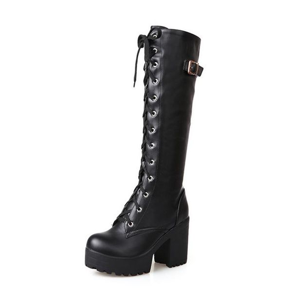 knee high boots women fashion black white square heel woman leather shoes winter lacing platform footwear autumn spring sale
knee high boots women fashion black white square heel woman leather shoes winter lacing platform footwear autumn spring sale