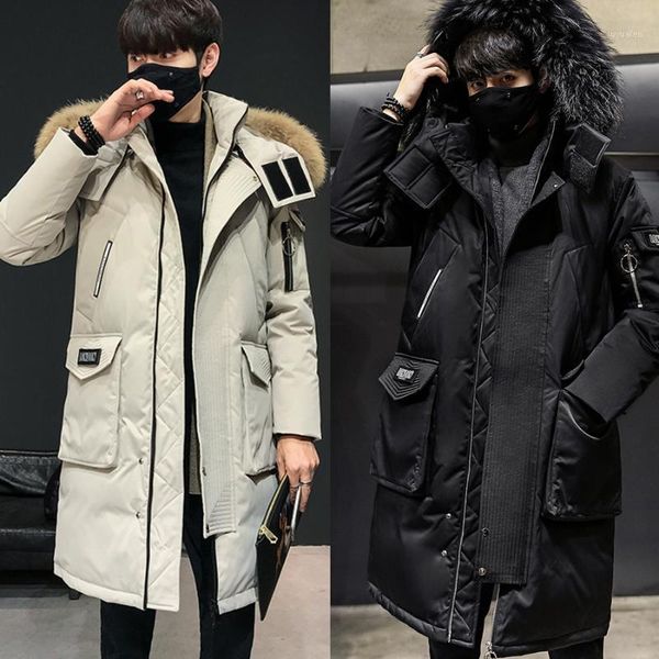 new winter hooded fur collar long white duck down jacket male loose thick casual warm zipper lovers' clothes solid1, Black
new winter hooded fur collar long white duck down jacket male loose thick casual warm zipper lovers' clothes solid1, Black