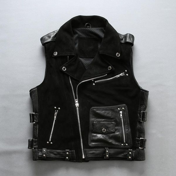 men's leather & faux 2021 fashion genuine vest men slim fit cowskin motorcycle biker turn-down collar short coat1, Black
men's leather & faux 2021 fashion genuine vest men slim fit cowskin motorcycle biker turn-down collar short coat1, Black