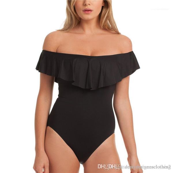 bathing suits ruffle fluorescent color one piece womens swimwear summer boat neck beach womens, White;black
bathing suits ruffle fluorescent color one piece womens swimwear summer boat neck beach womens, White;black