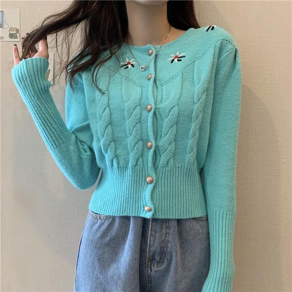 women's knits & tees vintage embroidery knit sweater women short coat 2021 spring autumn slim long-sleeved outwear single-breasted casu, White
women's knits & tees vintage embroidery knit sweater women short coat 2021 spring autumn slim long-sleeved outwear single-breasted casu, White