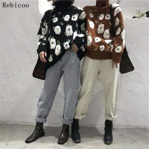 pattern big size knitting sweater loose fit turtleneck long sleeve women pullovers new fashion tide spring rebicoo1, White;black
pattern big size knitting sweater loose fit turtleneck long sleeve women pullovers new fashion tide spring rebicoo1, White;black