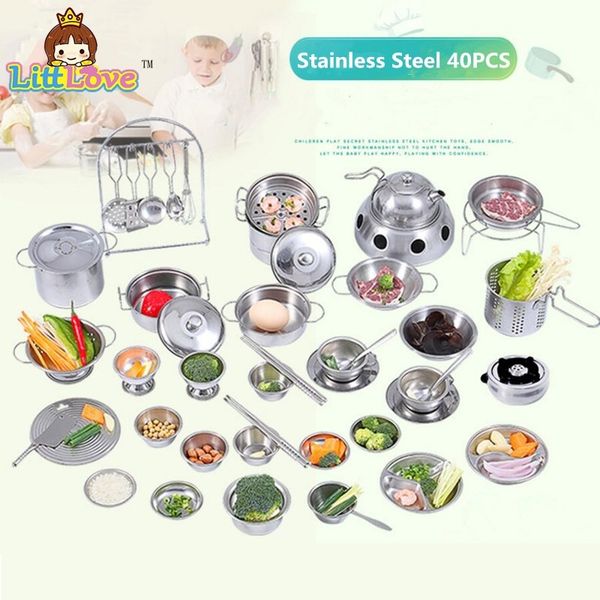 40pcs stainless steel children kitchen toys miniature cooking set simulation tableware toy pretend play cook toy for kids gift y200428
40pcs stainless steel children kitchen toys miniature cooking set simulation tableware toy pretend play cook toy for kids gift y200428