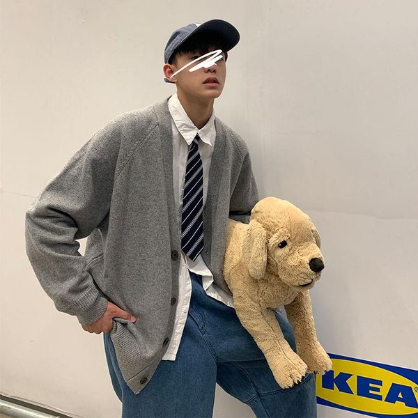 men's sweaters 2021 spring and autumn youth solid color japanese loose knit cardigan fashion casual single-breasted top, White;black
men's sweaters 2021 spring and autumn youth solid color japanese loose knit cardigan fashion casual single-breasted top, White;black