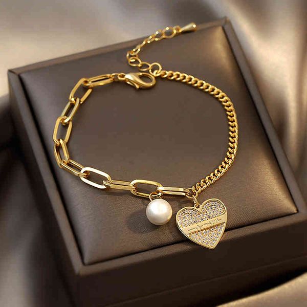 trendy design 14k real gold love heart shaped pearl pendant bracelet for women girl accessories temperament jewelry aaa zircon, Silver
trendy design 14k real gold love heart shaped pearl pendant bracelet for women girl accessories temperament jewelry aaa zircon, Silver