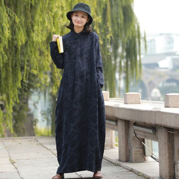s840 handmade button up jacquard cotton linen long skirt dress button dress wide robe art shzji, Black;gray
s840 handmade button up jacquard cotton linen long skirt dress button dress wide robe art shzji, Black;gray
