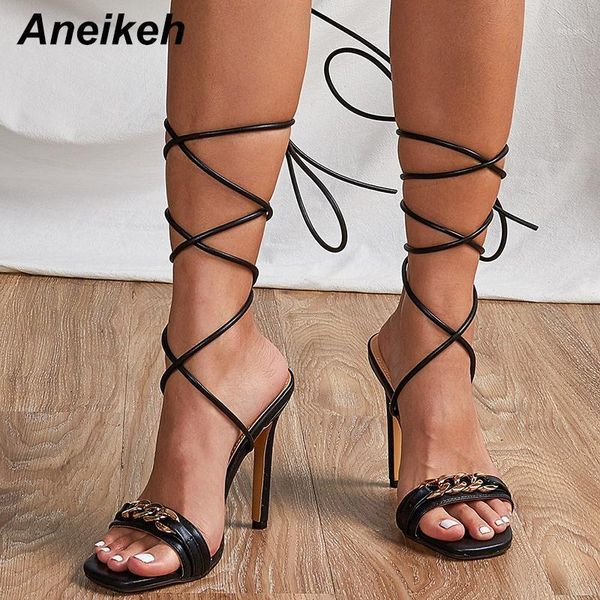 sandals aneikeh 2021 summer thin high heels women's shoes fashion metal decoratio cross-tied retro patchwork head peep toe sandals, Black
sandals aneikeh 2021 summer thin high heels women's shoes fashion metal decoratio cross-tied retro patchwork head peep toe sandals, Black