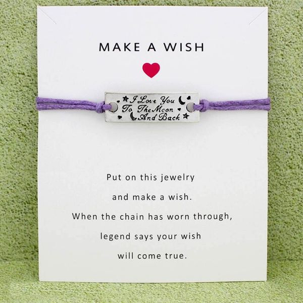 i love you to the moon and back star charm card bracelets purple yellow wax cord women men girl boy jewelry gift drop shipping, Golden;silver
i love you to the moon and back star charm card bracelets purple yellow wax cord women men girl boy jewelry gift drop shipping, Golden;silver