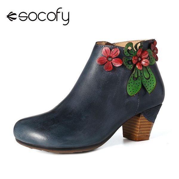 socofy retro boots botas mujer red flower genuine leather simple dark blue high heel ankle boots shoes elegant women shoes, Black
socofy retro boots botas mujer red flower genuine leather simple dark blue high heel ankle boots shoes elegant women shoes, Black