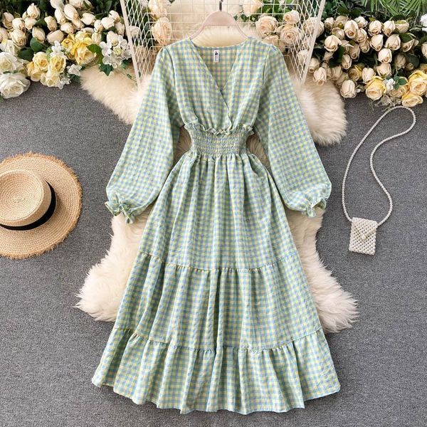 lady retro sweet plaid v-neck elastic high waisted slim autumn long sleeve a- line dress women casual vestidos n6471, Black;gray
lady retro sweet plaid v-neck elastic high waisted slim autumn long sleeve a- line dress women casual vestidos n6471, Black;gray
