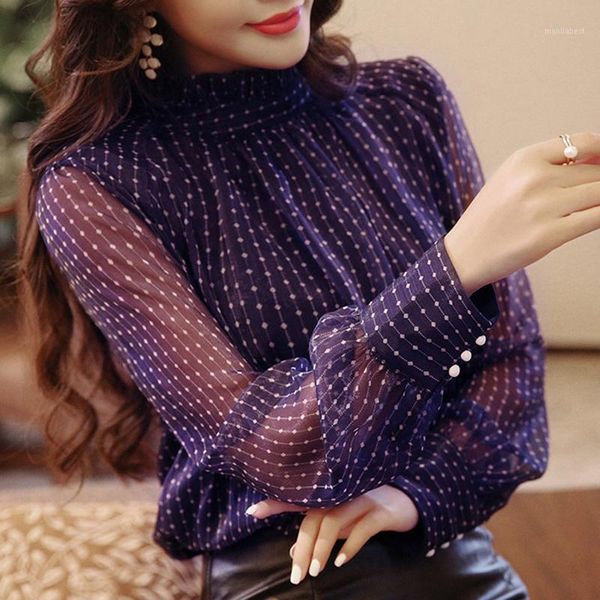 spring women long sleeved shirt blouse women stand collar polka dots office chiffon blouse ladies clothes plus size1, White
spring women long sleeved shirt blouse women stand collar polka dots office chiffon blouse ladies clothes plus size1, White
