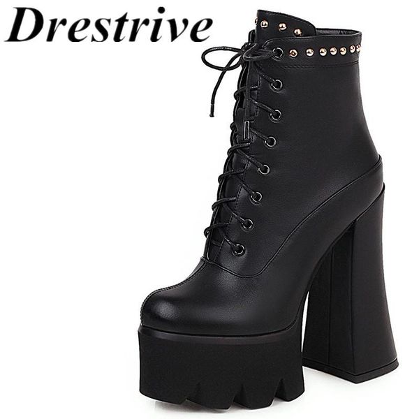drestrive pu leather thick heels 15cm women's ankle boots platform rivet zipper 2020 winter high heel shoes cross tied black
drestrive pu leather thick heels 15cm women's ankle boots platform rivet zipper 2020 winter high heel shoes cross tied black
