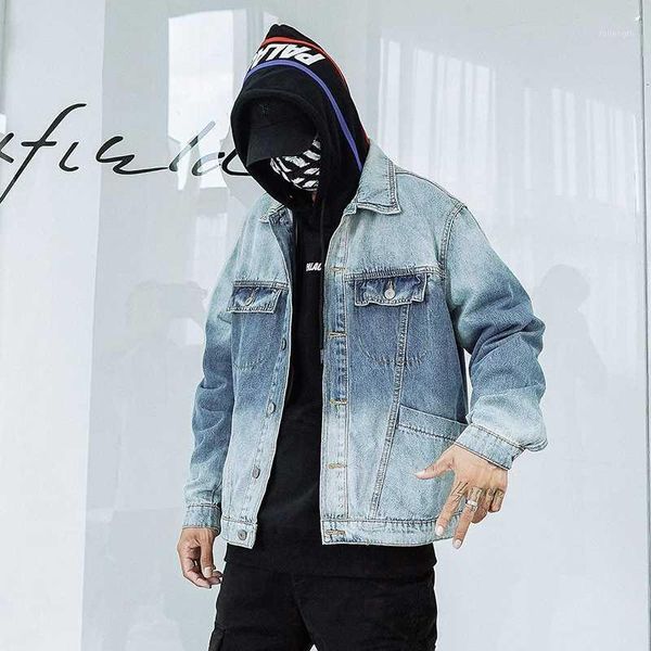 autumn new blue denim gradient color casual loose large size denim jacket coat for men streetwear fashion design jeans jacket1, Black;brown
autumn new blue denim gradient color casual loose large size denim jacket coat for men streetwear fashion design jeans jacket1, Black;brown