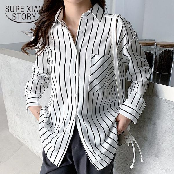 2021 spring autumn striped women shirt turn-down collar long sleeve white blouse casual loose lady with pocket 12574
2021 spring autumn striped women shirt turn-down collar long sleeve white blouse casual loose lady with pocket 12574