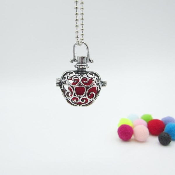 small apple shape diy locket pendant with colored felt ball lava bead essential oil diffuser necklace fashion jewelry, Silver
small apple shape diy locket pendant with colored felt ball lava bead essential oil diffuser necklace fashion jewelry, Silver