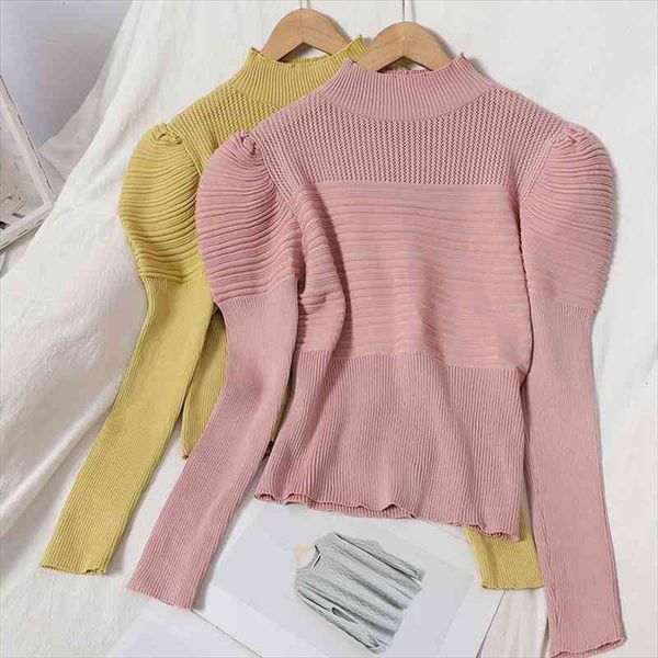 womens half turtleneck knitted sweater crop woman slim full puff sleeve solid spring sweaters pullovers tee female, White;black
womens half turtleneck knitted sweater crop woman slim full puff sleeve solid spring sweaters pullovers tee female, White;black