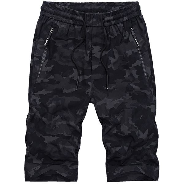 summer new camouflage capris men's casual loose elastic pants, White;black