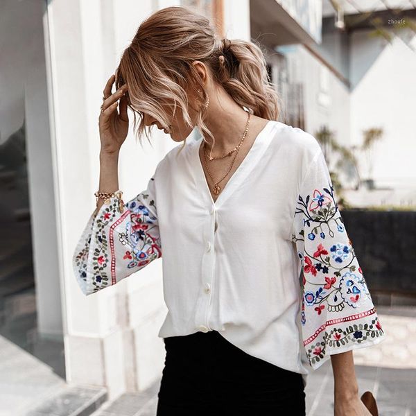 womens and blouses spring summer cotton linen shirt embroidery blouse women button up elegant v-neck femme blusas 20191, White
womens and blouses spring summer cotton linen shirt embroidery blouse women button up elegant v-neck femme blusas 20191, White
