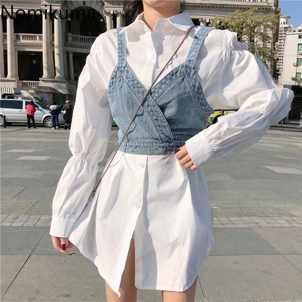 women's blouses & shirts nomikuma women elelgant blouse 2 pieces sets medium-long puff sleeve turn-down collar shirt + bow bandage shor, White
women's blouses & shirts nomikuma women elelgant blouse 2 pieces sets medium-long puff sleeve turn-down collar shirt + bow bandage shor, White