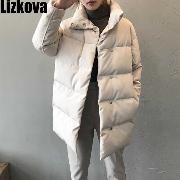 lizkova winter new white oversized parkas women casual lapel single breasted quilted coats tp120 201124, Black
lizkova winter new white oversized parkas women casual lapel single breasted quilted coats tp120 201124, Black