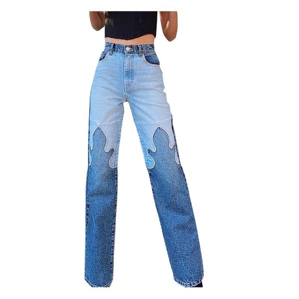2021 fashion women stitching blue flame casual jeans slim straight high waist vintage pants female new jeans femme pantalon #12
2021 fashion women stitching blue flame casual jeans slim straight high waist vintage pants female new jeans femme pantalon #12
