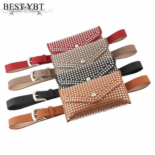 ybt women belt imitation leather alloy pin buckle belt fashion mobile phone shopping waist bag casual rivet inlaid bag, Black;brown 
ybt women belt imitation leather alloy pin buckle belt fashion mobile phone shopping waist bag casual rivet inlaid bag, Black;brown