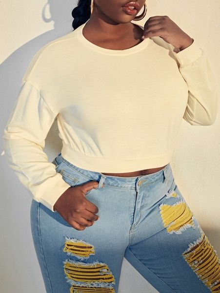 sxy plus crop drop shoulder sweatshirt o4on#, Black
sxy plus crop drop shoulder sweatshirt o4on#, Black