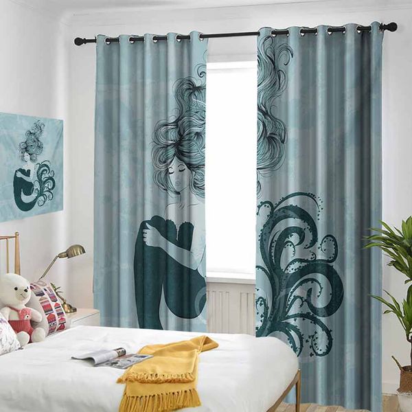thermal insulated room darkening window shade sleeping mermaid design with wavy hair hand drawn effect grungy backdrop curtain
thermal insulated room darkening window shade sleeping mermaid design with wavy hair hand drawn effect grungy backdrop curtain